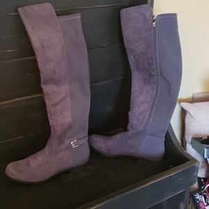 Grey suede tall boots